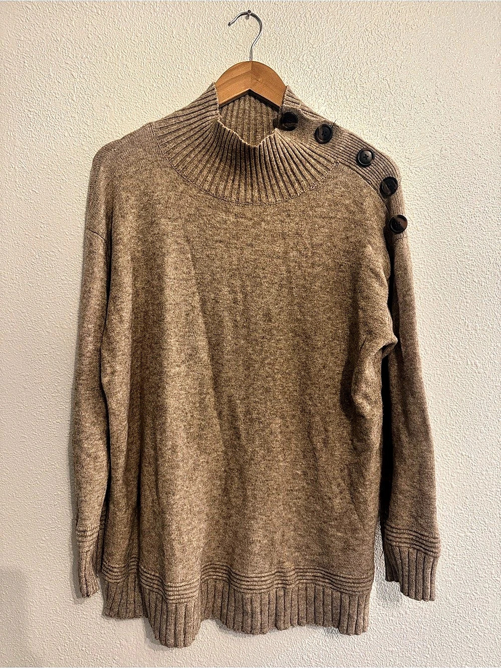 Anthropologie Brown Button Shoulder Sweater Size Medium
